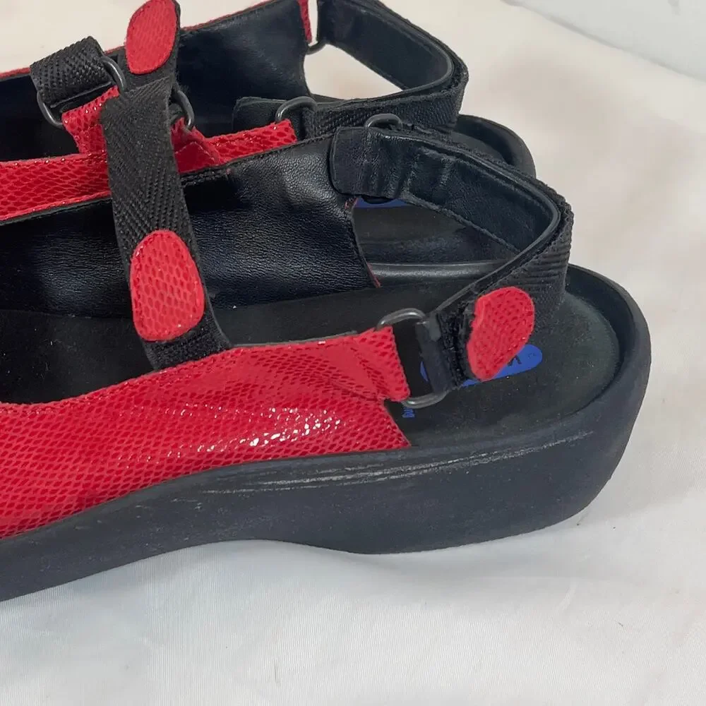 Wolky Red Jewel Slingback Sport Walking Sandals Women's size12 EU 43 Hook & Loop